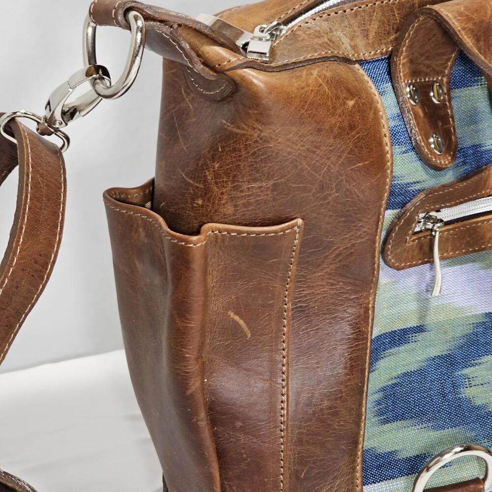 Mini Aria Convertible Day Bag Shoulder Or Backpack Brown Leather And Canvas - Picture 11 of 15